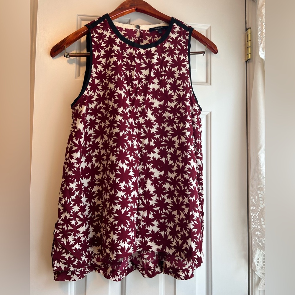 Madewell Burgundy and Cream Floral Top